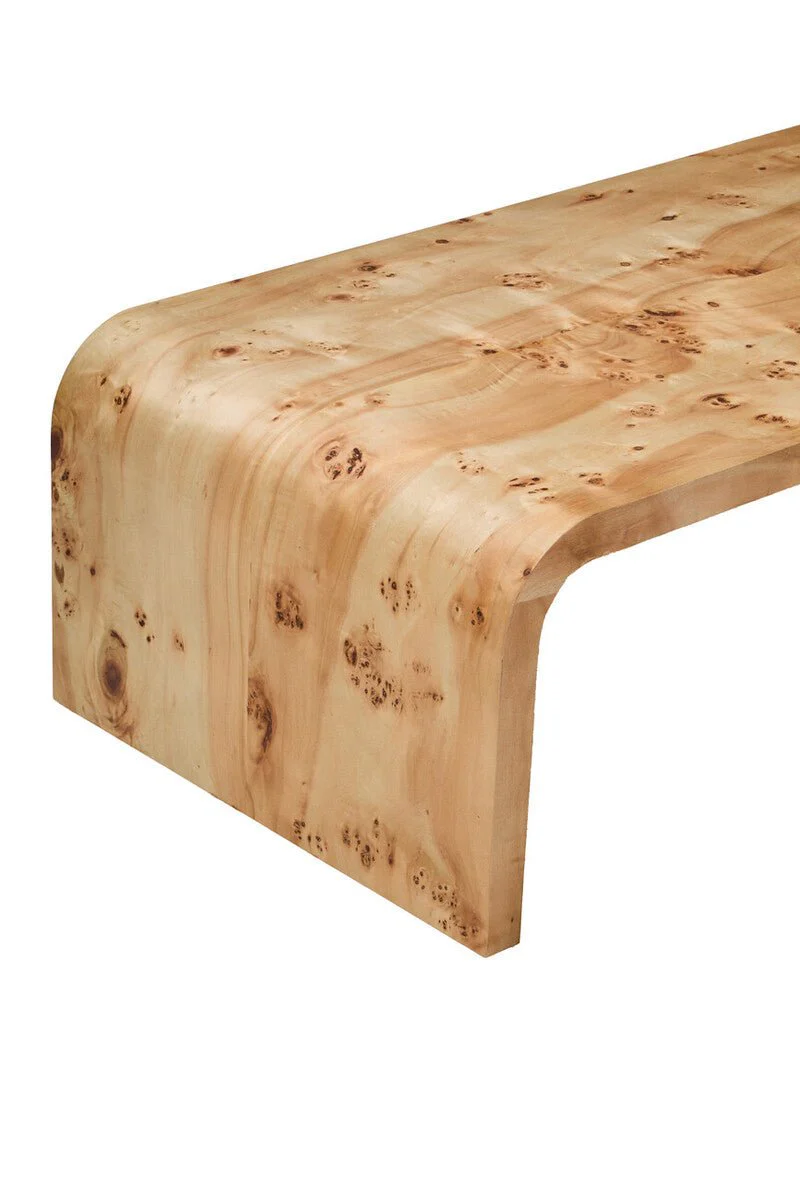 Mota Burl Wood Design Curved Coffee Table - Image 15