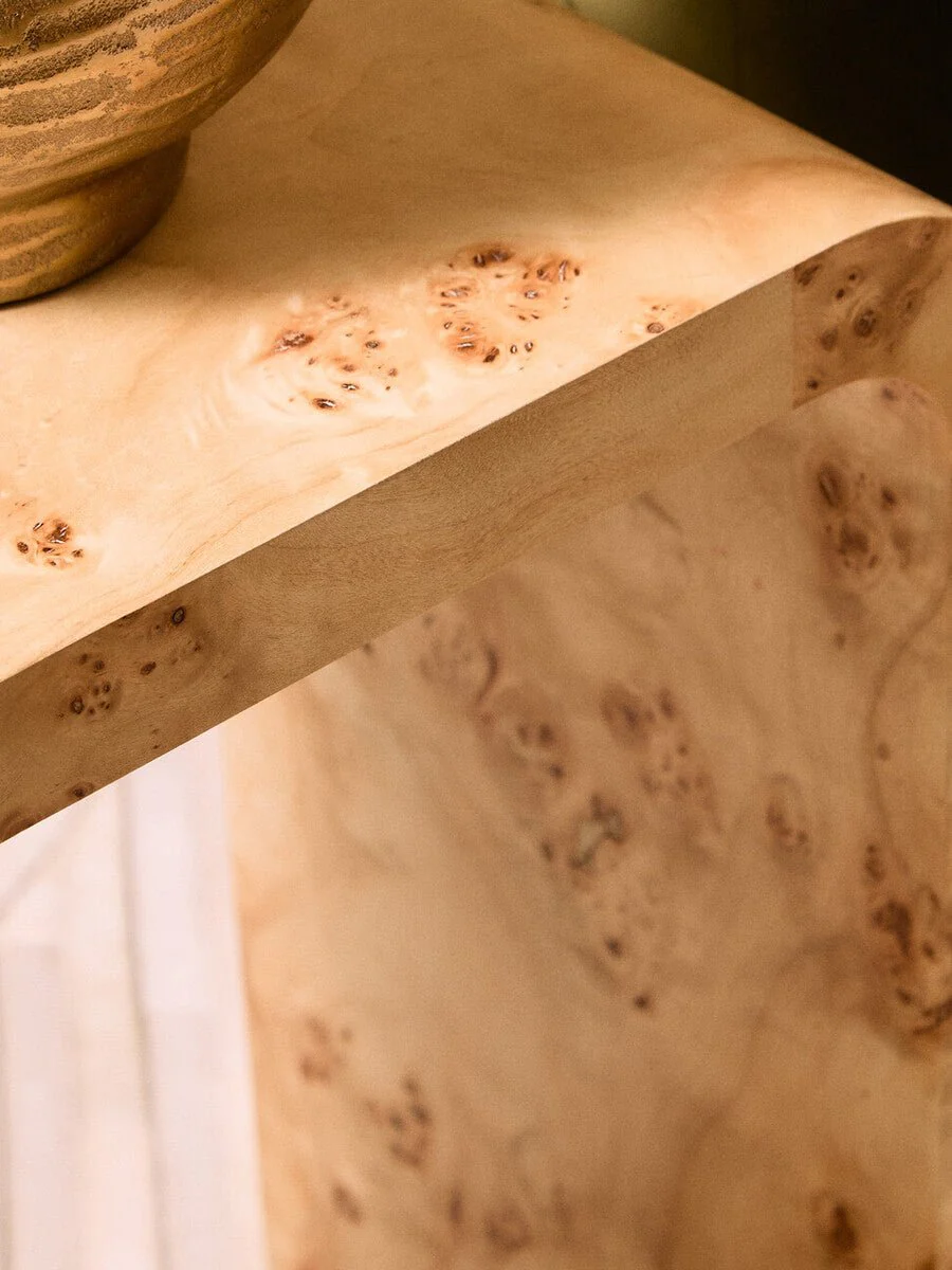 Mota Burl Wood Design Curved Side Table - Image 10