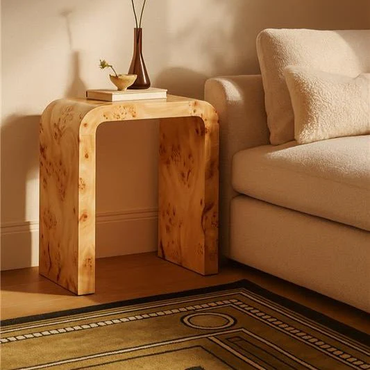 Mota Burl Wood Design Curved Side Table - Image 6