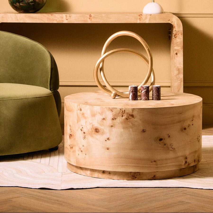 Mota Burl Wood Design Round Coffee Table - Image 5