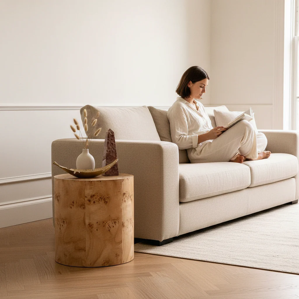 Mota Burl Wood Design Round Side Table - Image 2