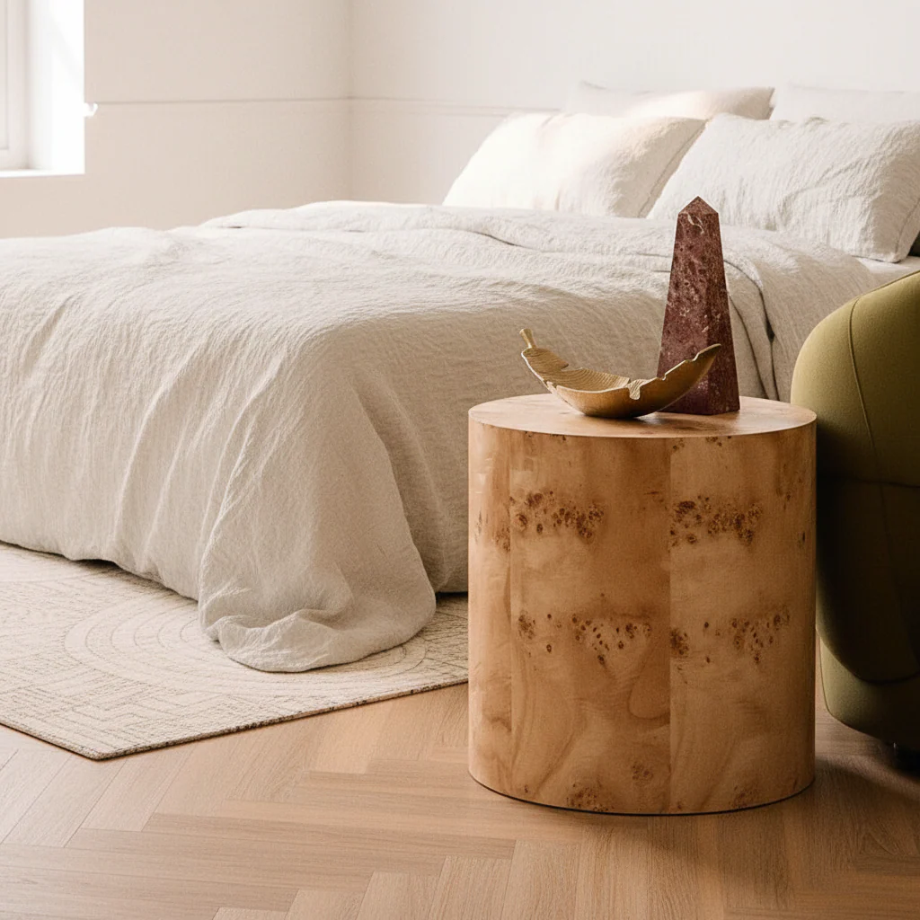 Mota Burl Wood Design Round Side Table - Image 3