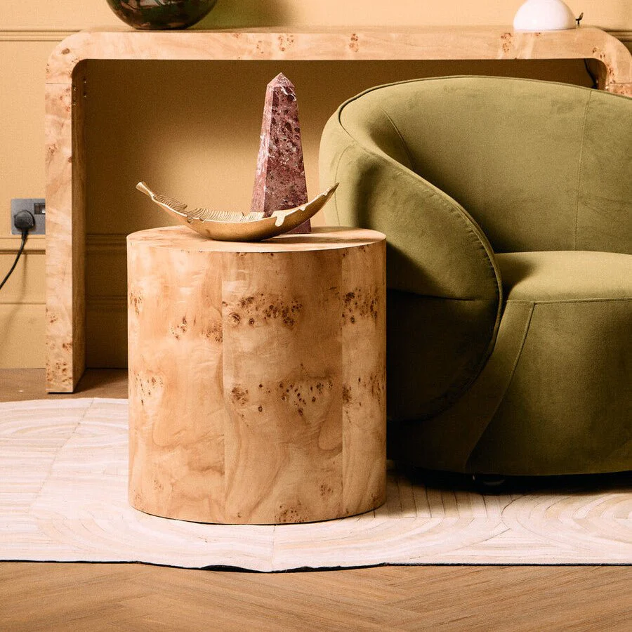 Mota Burl Wood Design Round Side Table - Image 5