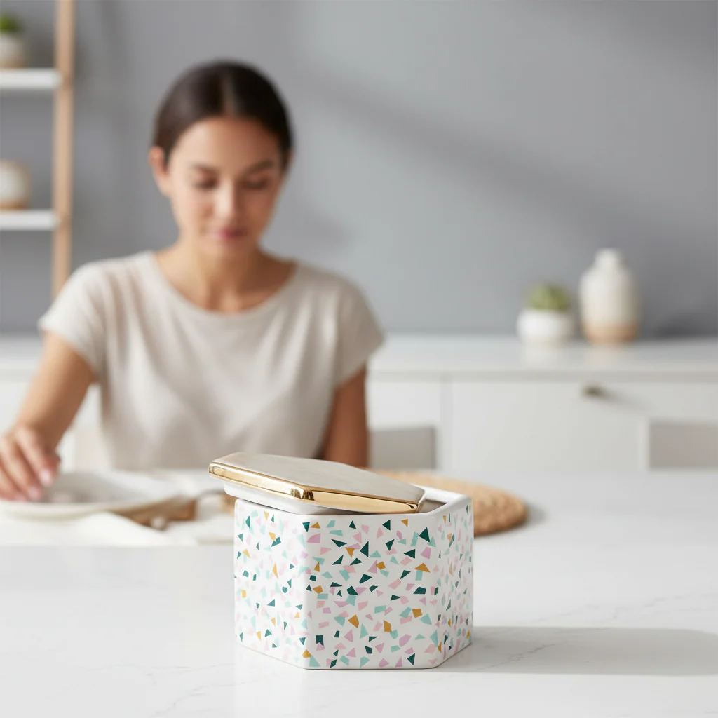 Mozie Terrazzo Pattern Storage Jar - Image 2