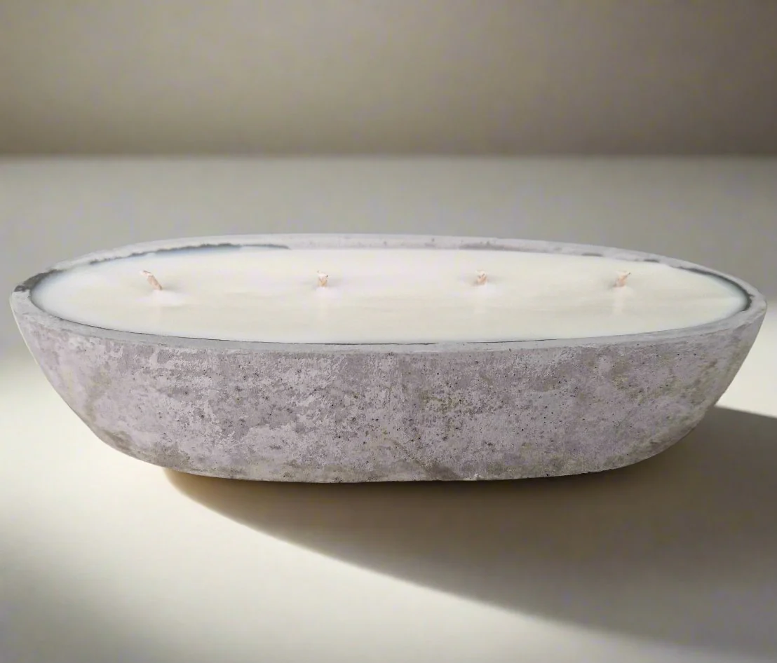 Multi Wick Concrete Oval Loaf Bowl Candle - Image 7