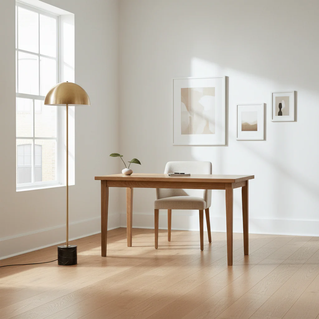 Murdoch Brushed Brass Floor Lamp with Black Marble Base - Image 4