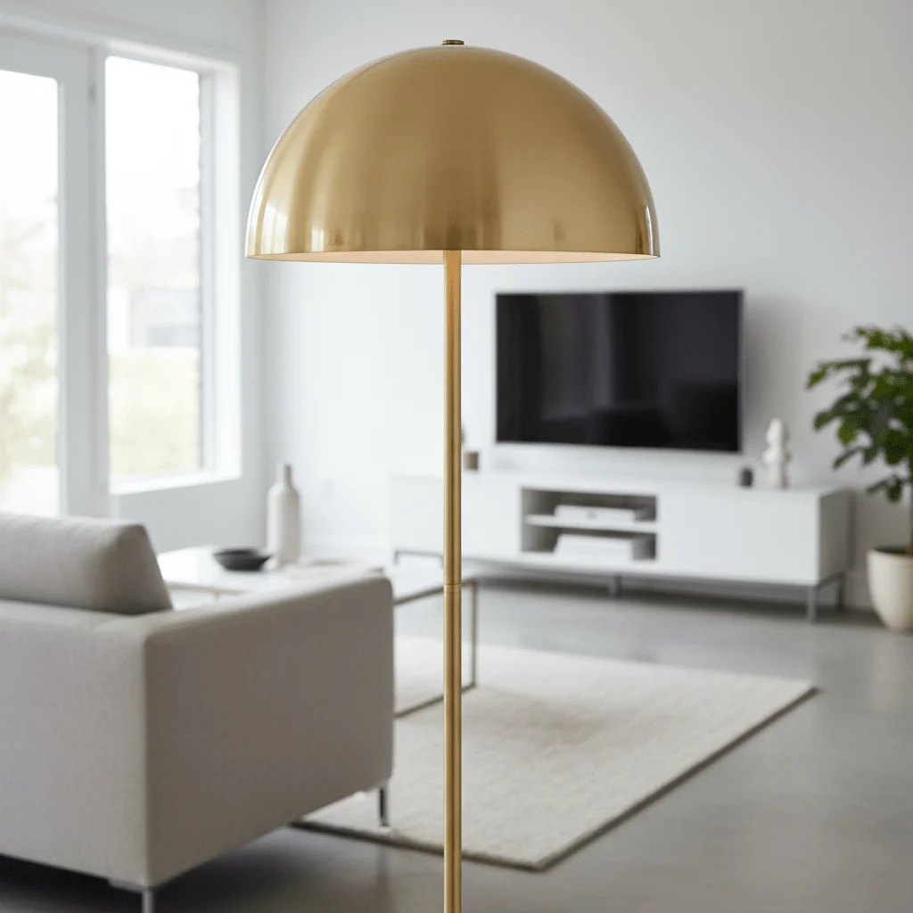 Murdoch Brushed Brass Floor Lamp with Black Marble Base - Image 7