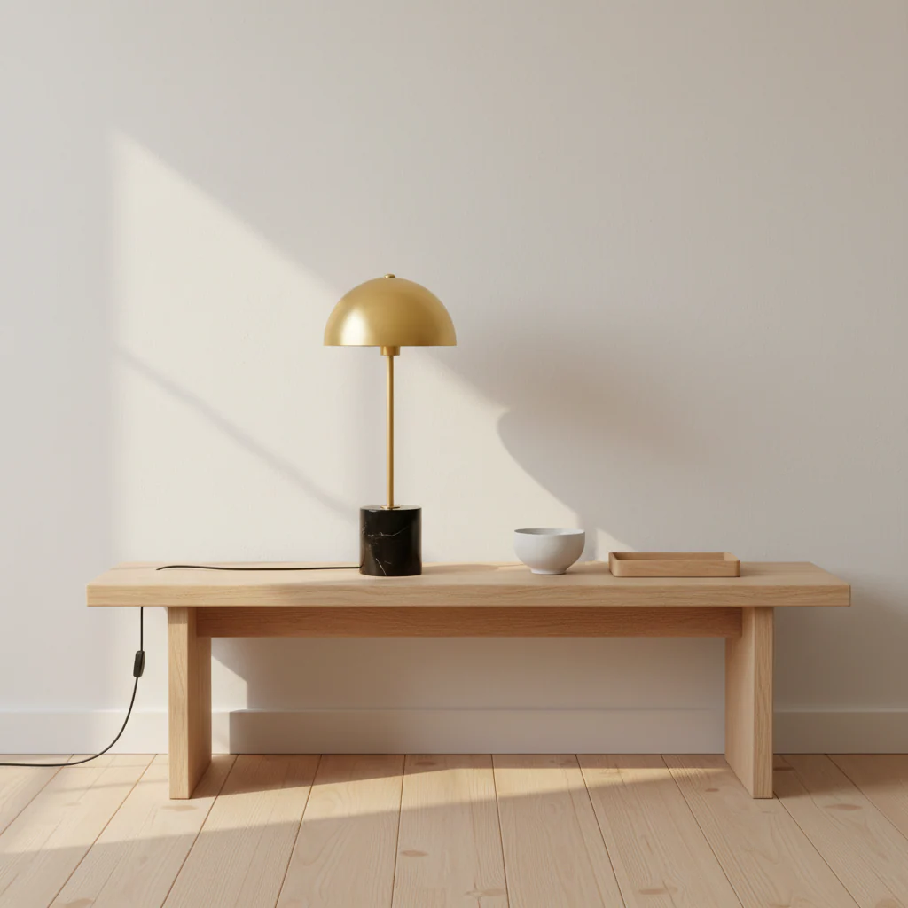 Murdoch Brushed Brass Table Lamp with Black Marble Base - Image 4