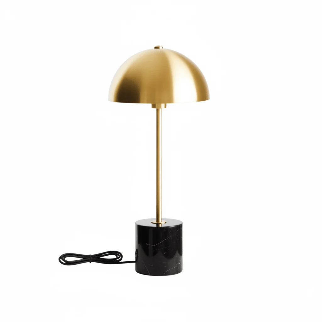 Murdoch Brushed Brass Table Lamp with Black Marble Base - Image 5
