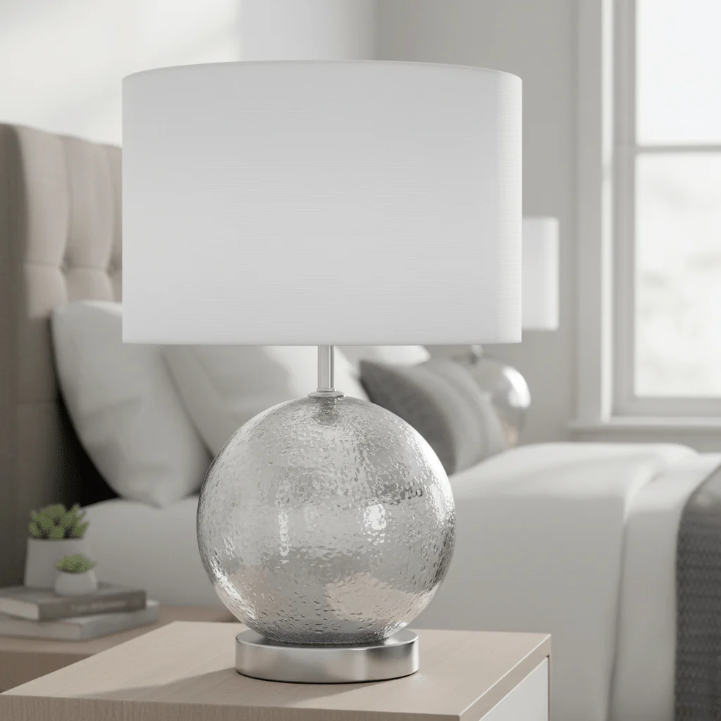 Naomi White Fabric Shade Table Lamp - Image 5