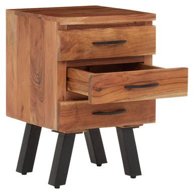Nashik Three Drawer Acacia Side Table - Image 10
