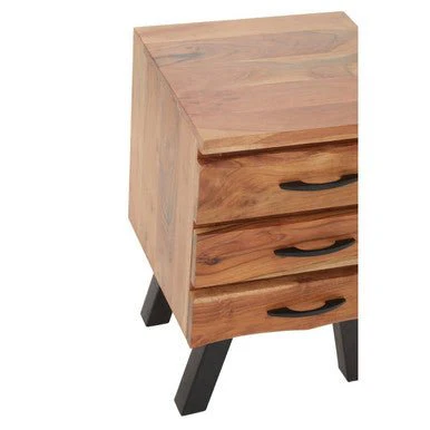 Nashik Three Drawer Acacia Side Table - Image 11