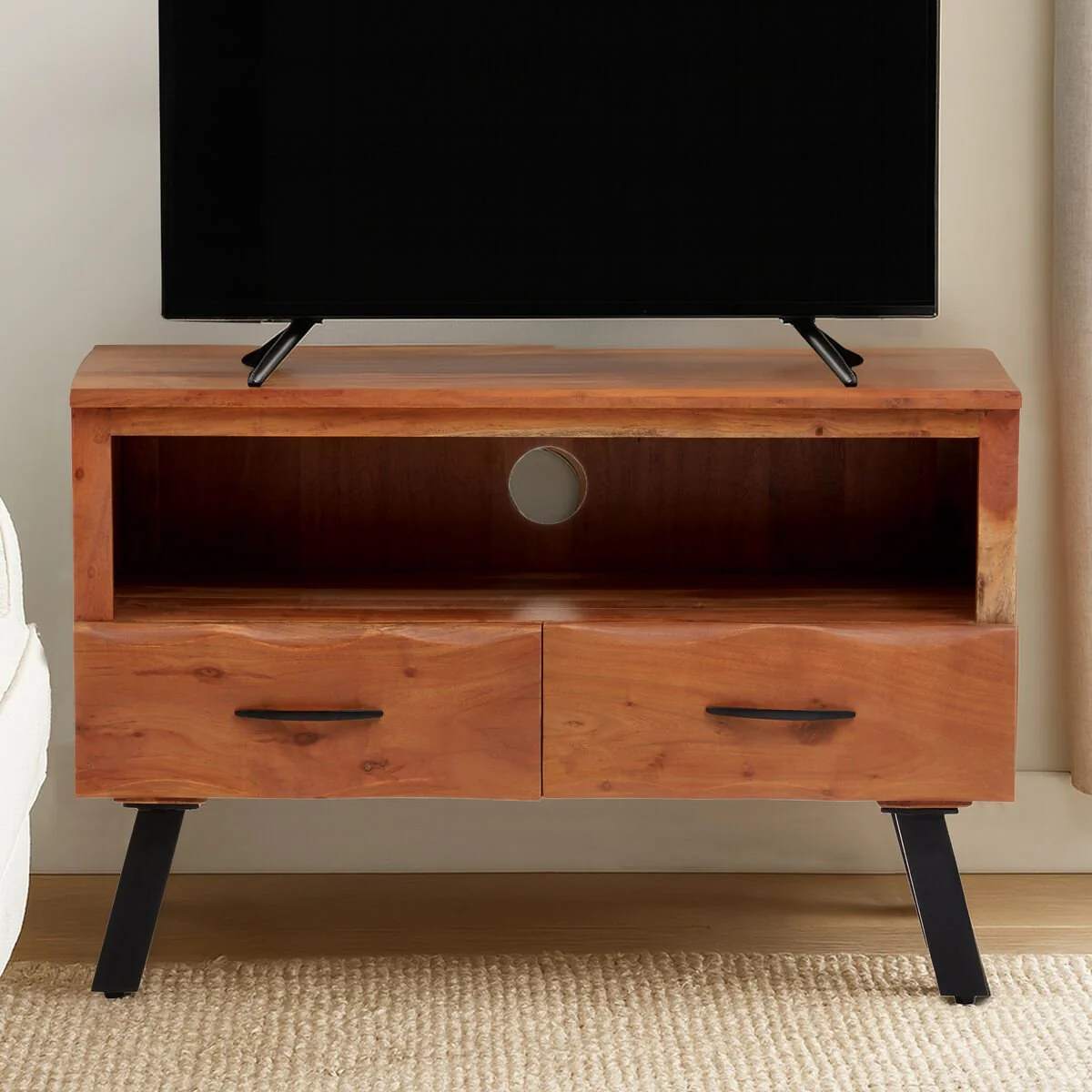 Nashik Two Drawer Acacia Media Unit - Image 6