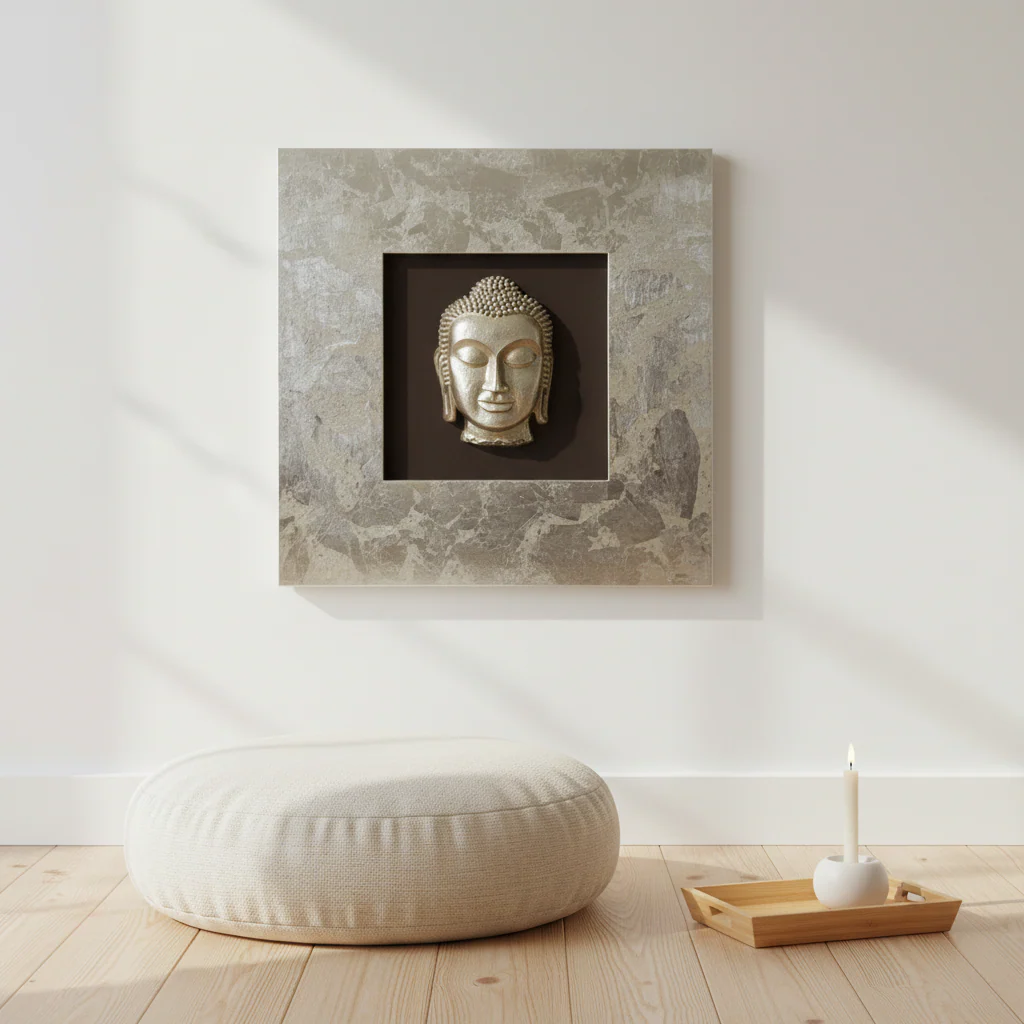 Nason Framed Silver Buddha Wall Art - Image 3