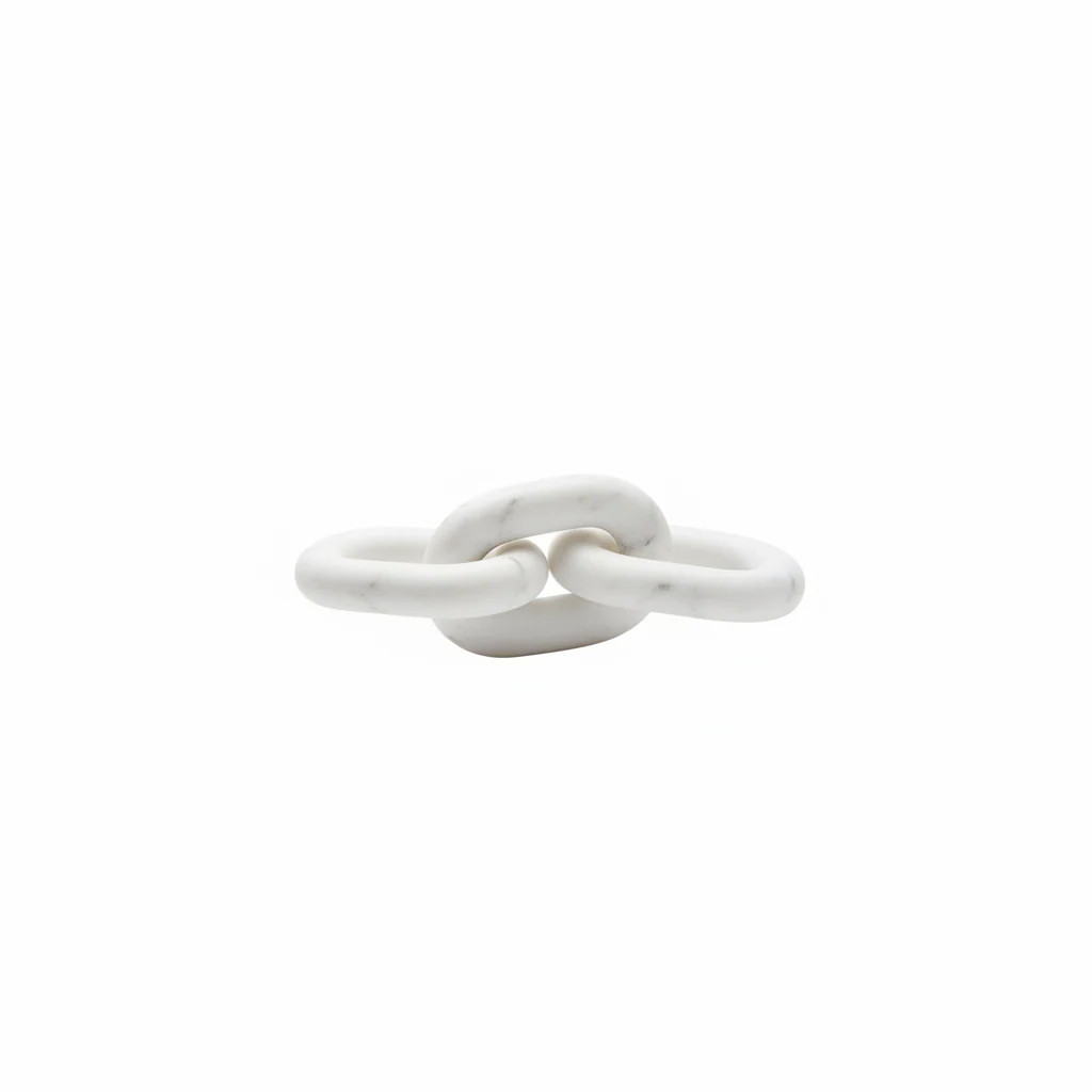 Nason White Marble Three Link Chain Sculpture - Image 5