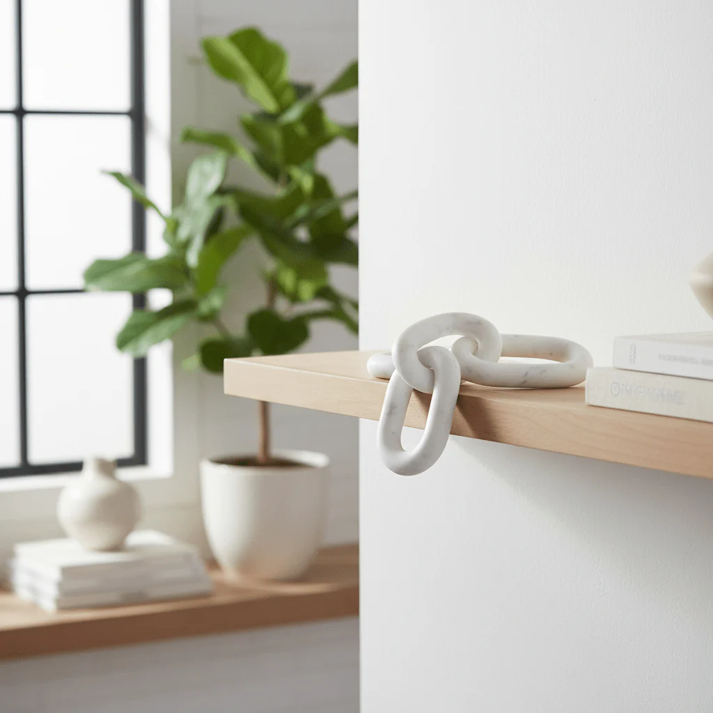 Nason White Marble Three Link Chain Sculpture - Image 9