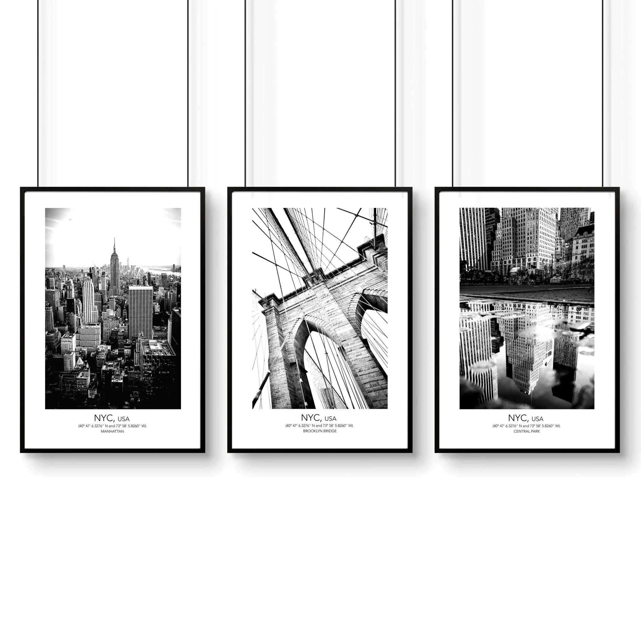 White and black art | set of 3 New York living room wall art - Image 7