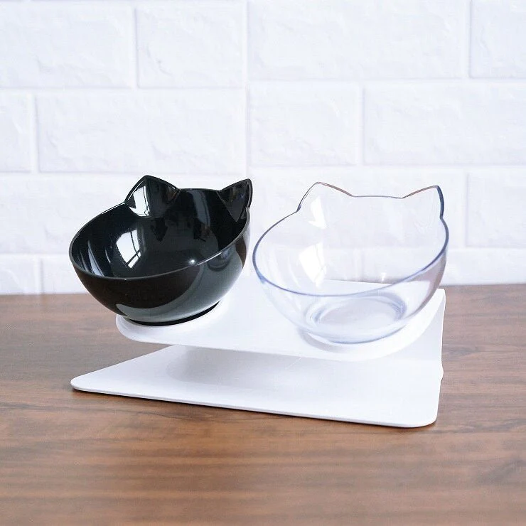 Non Slip Double Cat Bowl With Raised Stand Pet Food Cat Feeder Protect Cervical Vertebra Dog Bowl Transparent Pet Products - Image 11