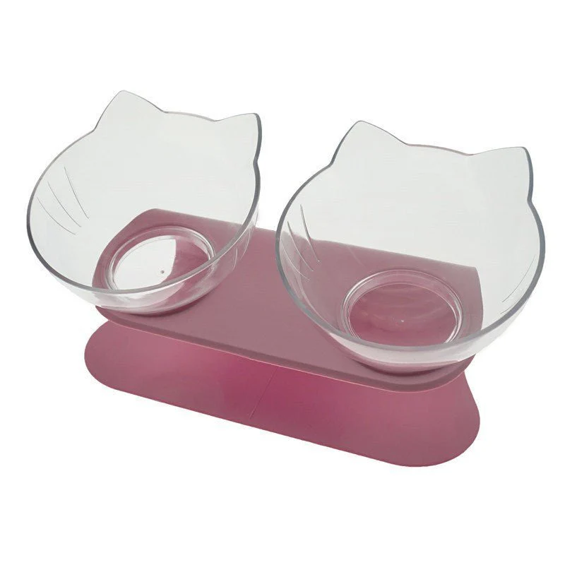 Non Slip Double Cat Bowl With Raised Stand Pet Food Cat Feeder Protect Cervical Vertebra Dog Bowl Transparent Pet Products - Image 14