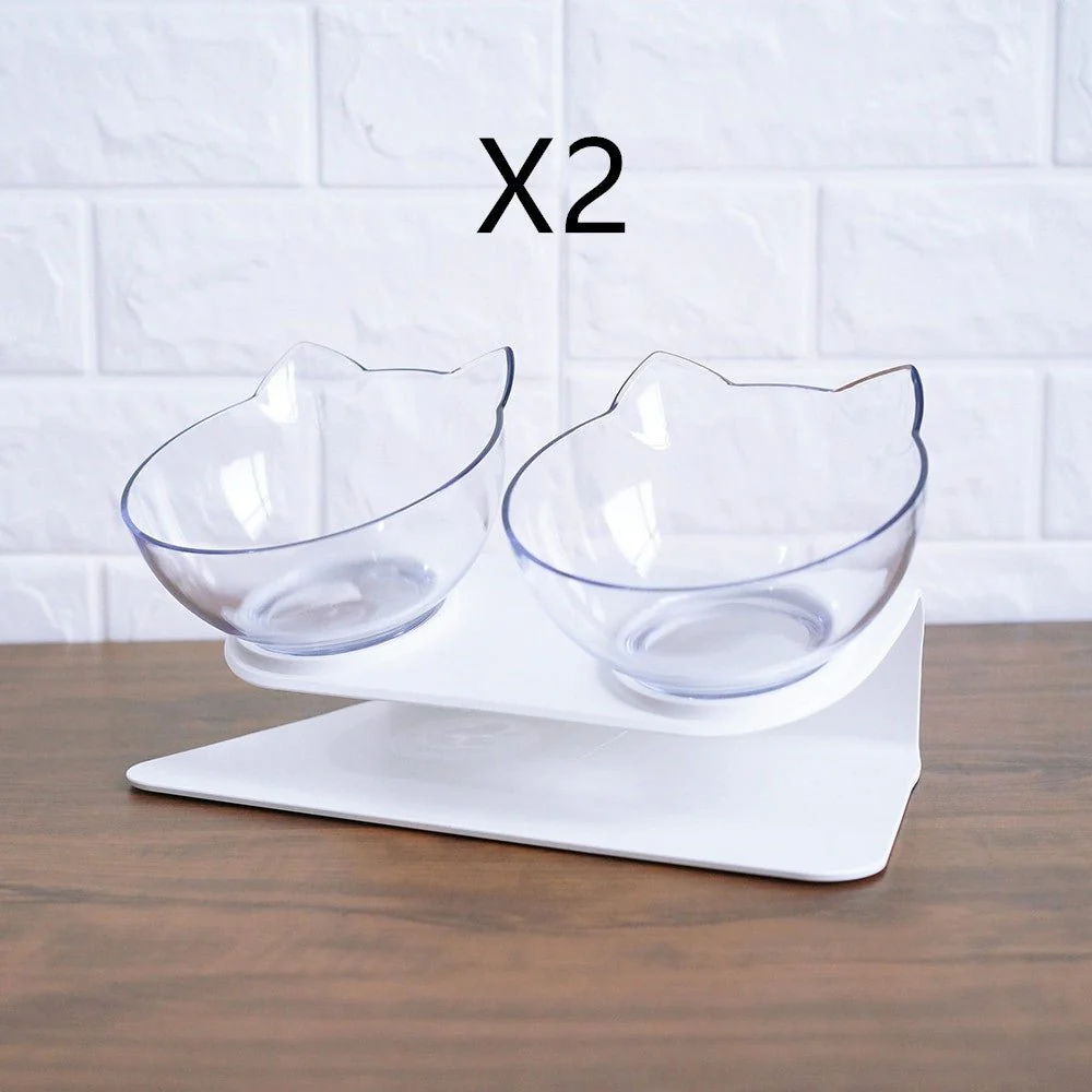 Non Slip Double Cat Bowl With Raised Stand Pet Food Cat Feeder Protect Cervical Vertebra Dog Bowl Transparent Pet Products - Image 20