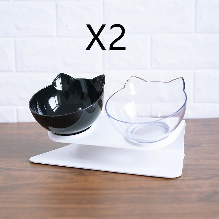 Non Slip Double Cat Bowl With Raised Stand Pet Food Cat Feeder Protect Cervical Vertebra Dog Bowl Transparent Pet Products - Image 21