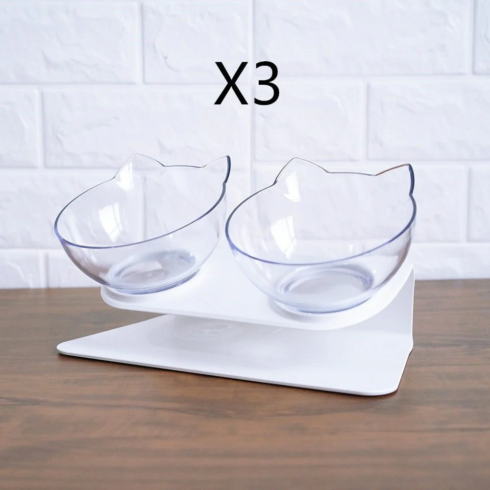 Non Slip Double Cat Bowl With Raised Stand Pet Food Cat Feeder Protect Cervical Vertebra Dog Bowl Transparent Pet Products - Image 23