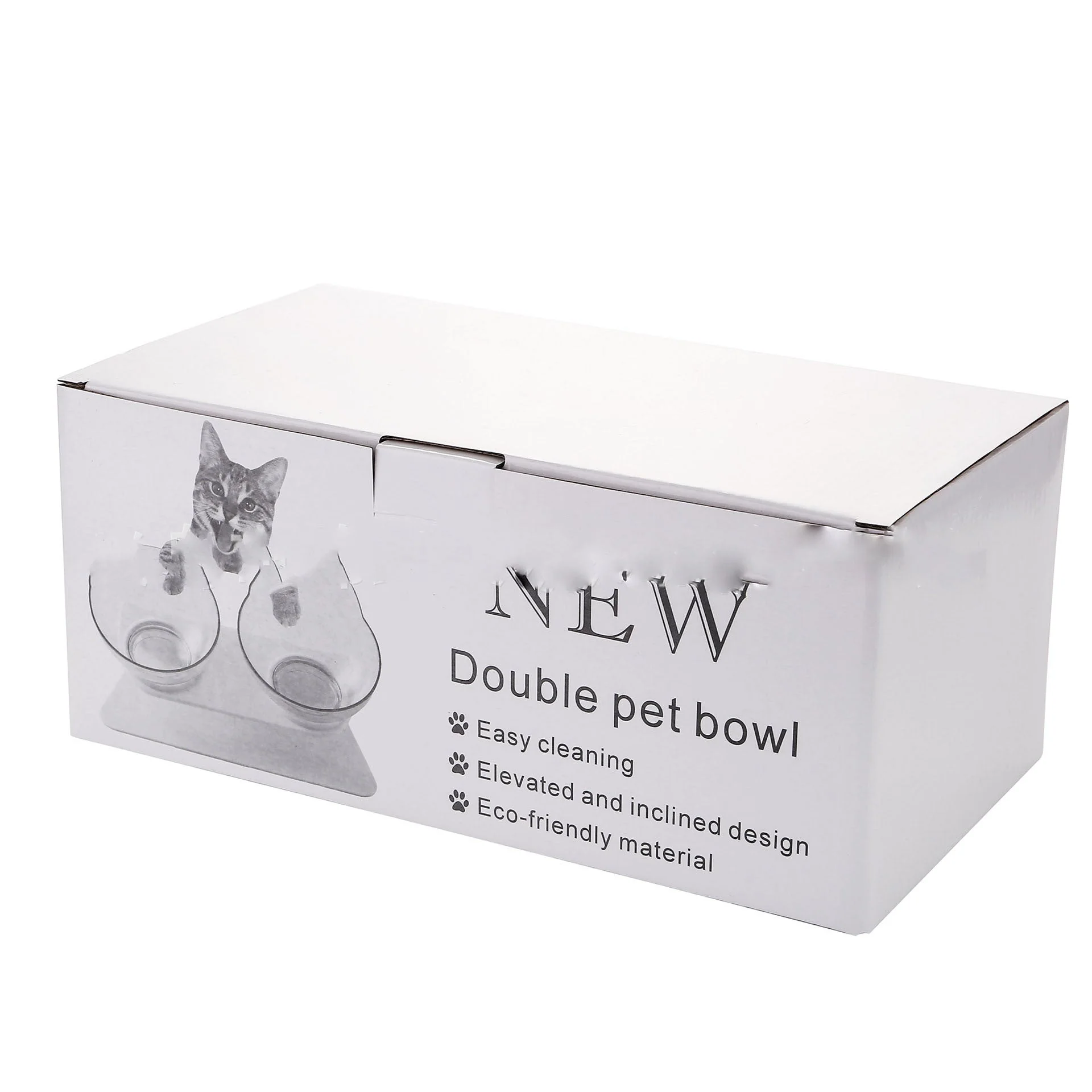 Non Slip Double Cat Bowl With Raised Stand Pet Food Cat Feeder Protect Cervical Vertebra Dog Bowl Transparent Pet Products - Image 4