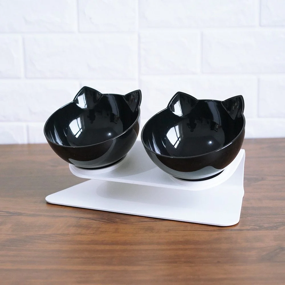 Non Slip Double Cat Bowl With Raised Stand Pet Food Cat Feeder Protect Cervical Vertebra Dog Bowl Transparent Pet Products - Image 8