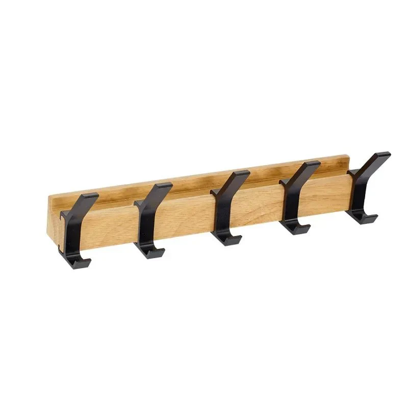 Nordic Wall Mounted Coat Rack with Movable 5 Hooks Aluminum Clothing Rail for Hat Towel Robes Wooden Hanger Perchero Furniture - Image 12