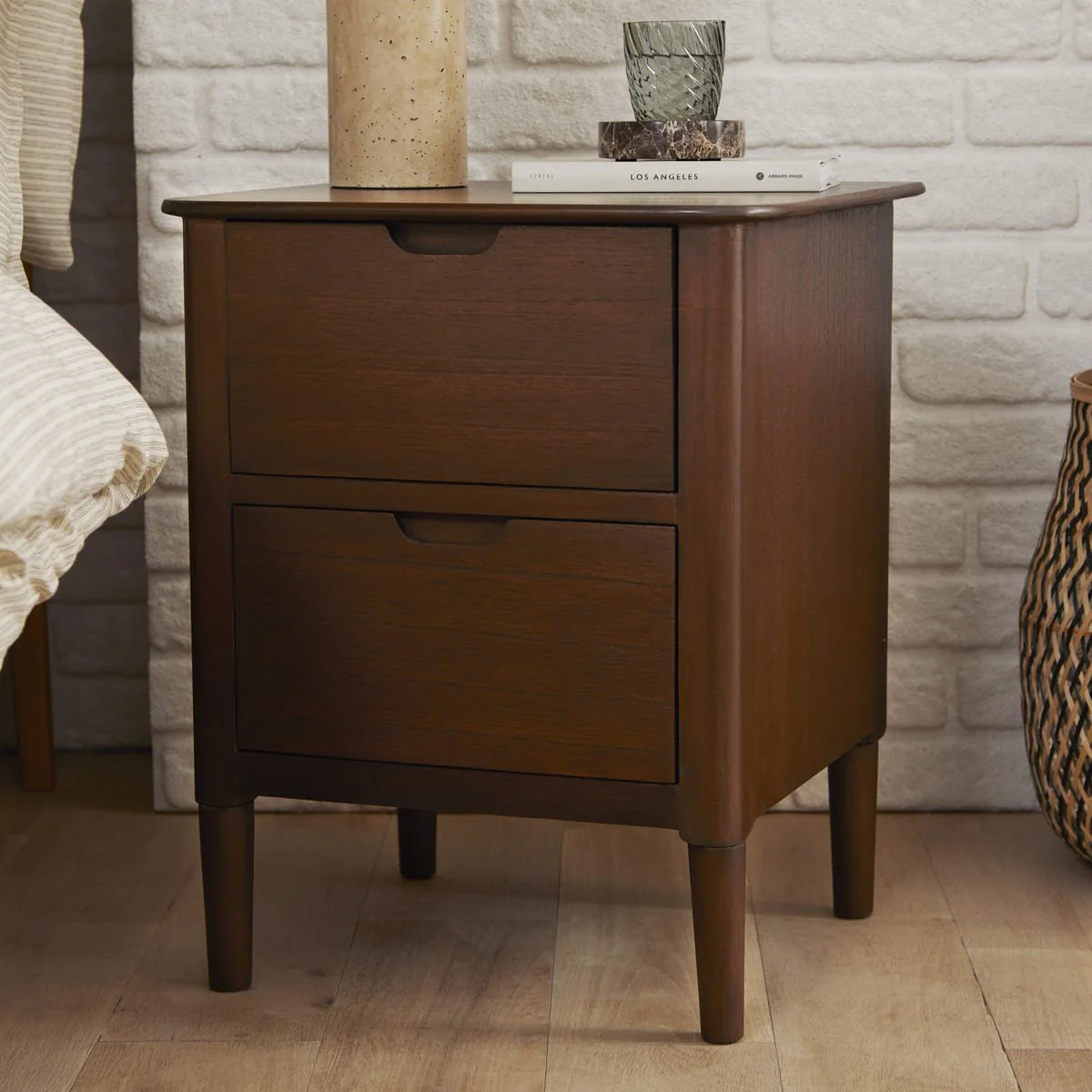 Norway Walnut Wooden Bedside Table - Image 2