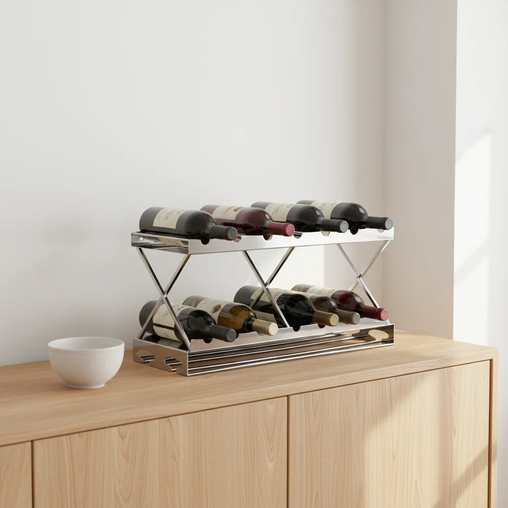 Novo 2 Tier 7 Bottle Silver Wine Rack - Image 3