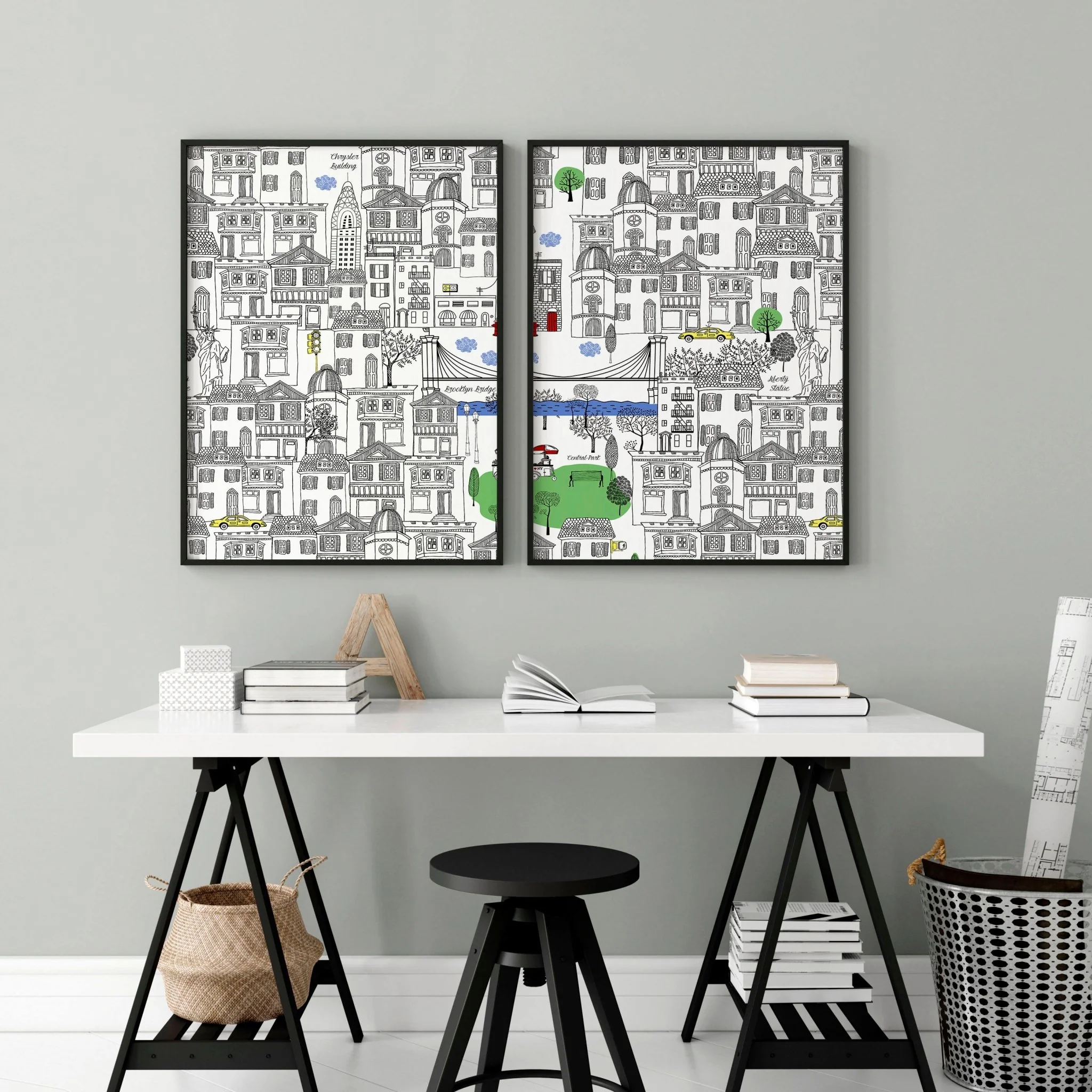 NY city posters | Set of 2 wall art prints for office decor - Image 2