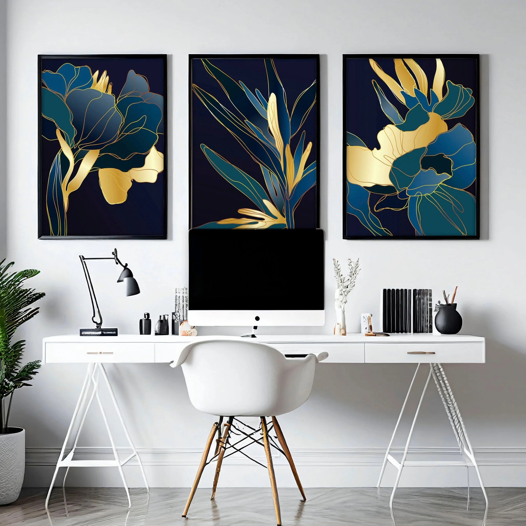 Wall decoration for office | set of 3 Eclectic wall art - Image 2