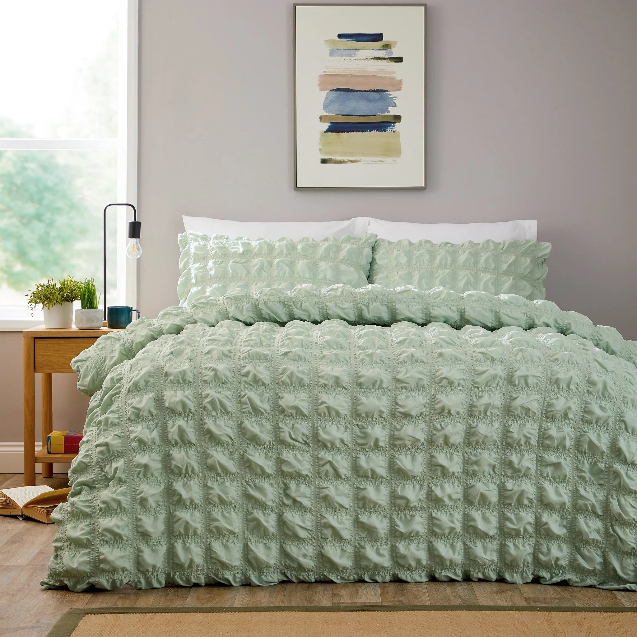 Textured Pintuck Ruffles Pleated Microfibre Duvet Cover Sets with Pillowcases Soft Breathable Easy Care Bedding Set Quilt Covers - Image 10