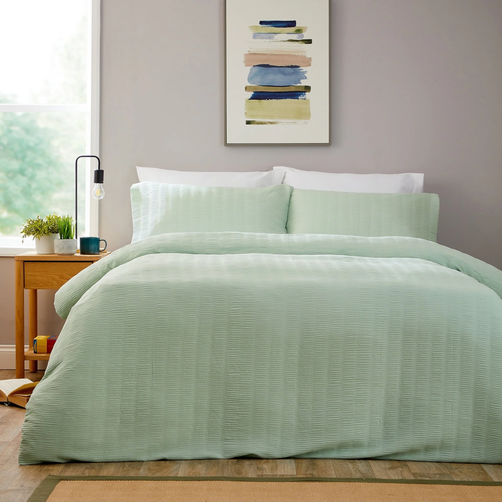 Textured Pintuck Ruffles Pleated Microfibre Duvet Cover Sets with Pillowcases Soft Breathable Easy Care Bedding Set Quilt Covers - Image 13