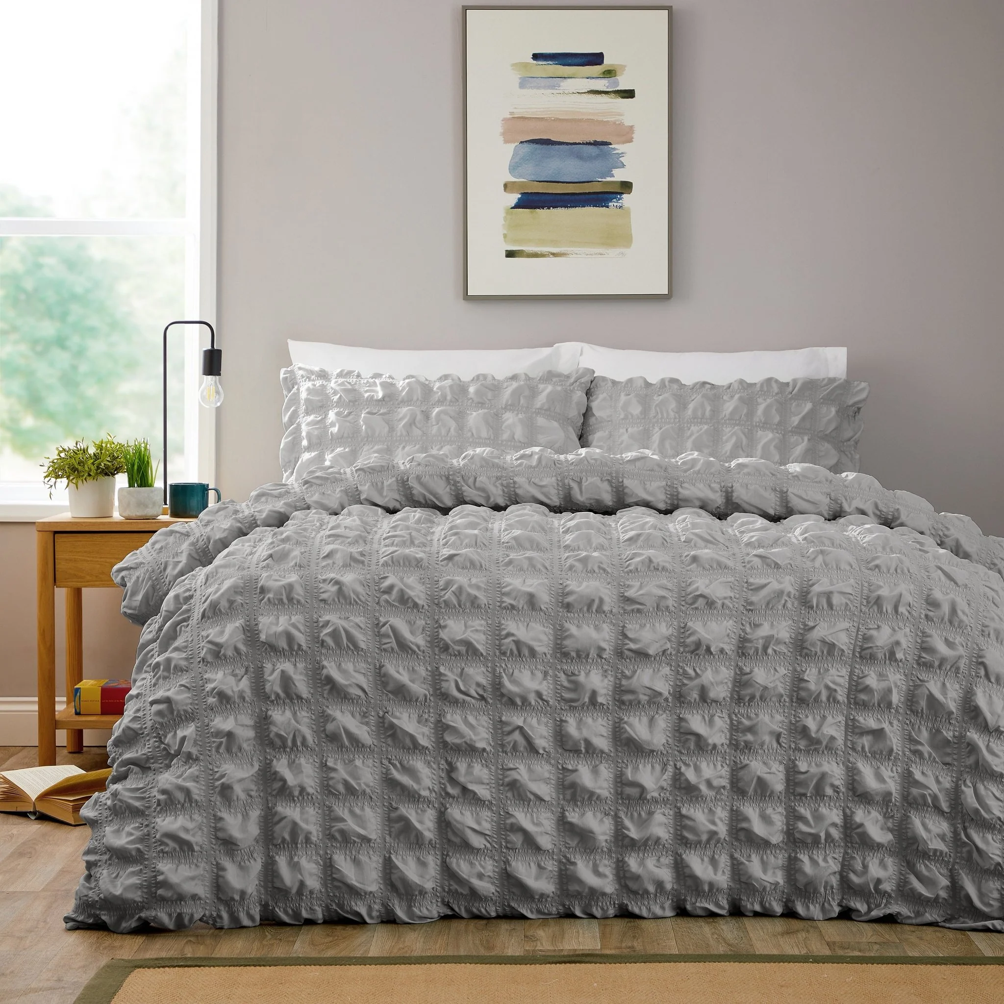 Textured Pintuck Ruffles Pleated Microfibre Duvet Cover Sets with Pillowcases Soft Breathable Easy Care Bedding Set Quilt Covers - Image 8