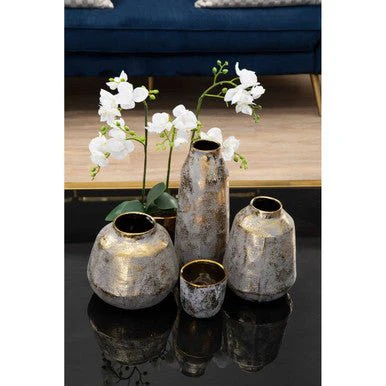 Orvena Small Grey And Gold Ceramic Vase - Image 6