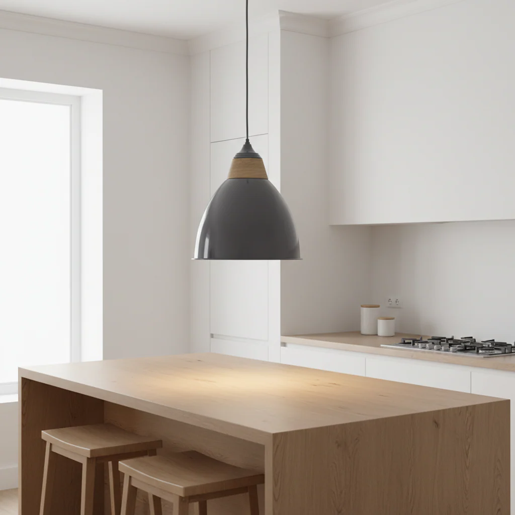 Oslo Large Grey Bell Shaped Pendant Light - Image 3