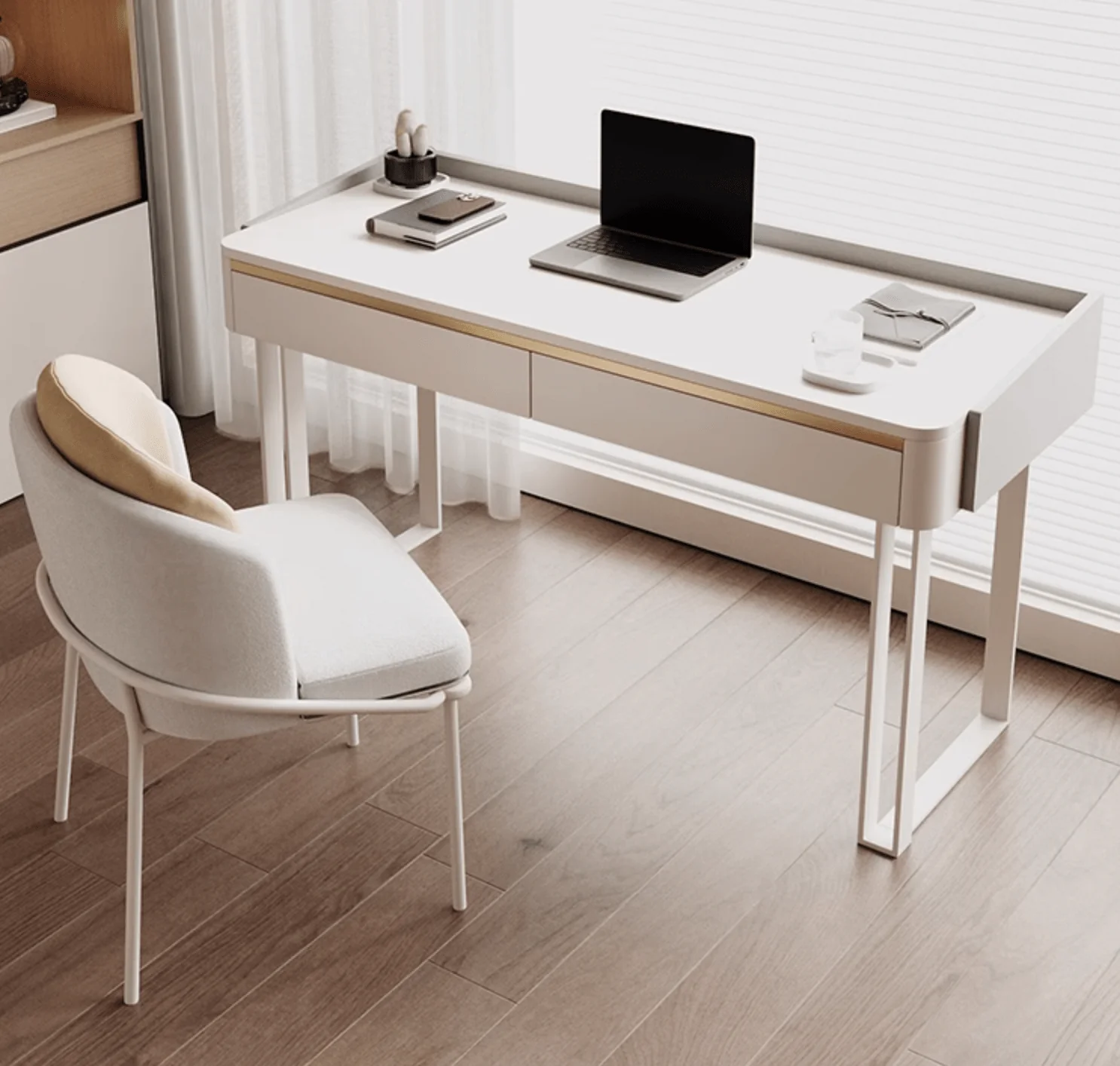 Otto Office Desk - White Sintered Stone - Image 10