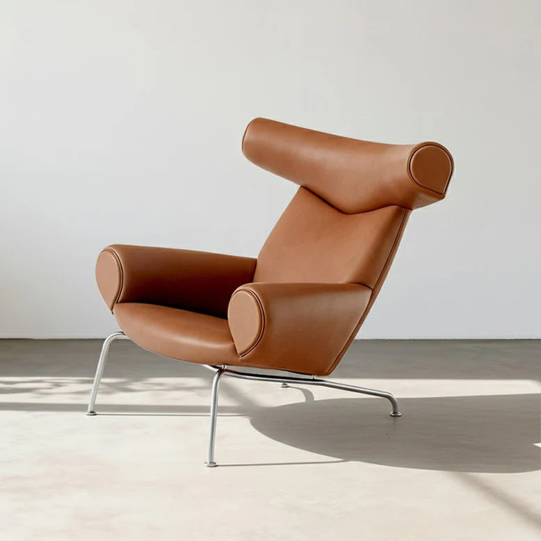 Ox Horns Armchair, Genuine Leather, Brown - Image 4