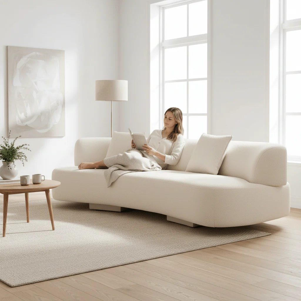 Ozzano Cream Linen Fabric 3 Seater Sofa - Image 2