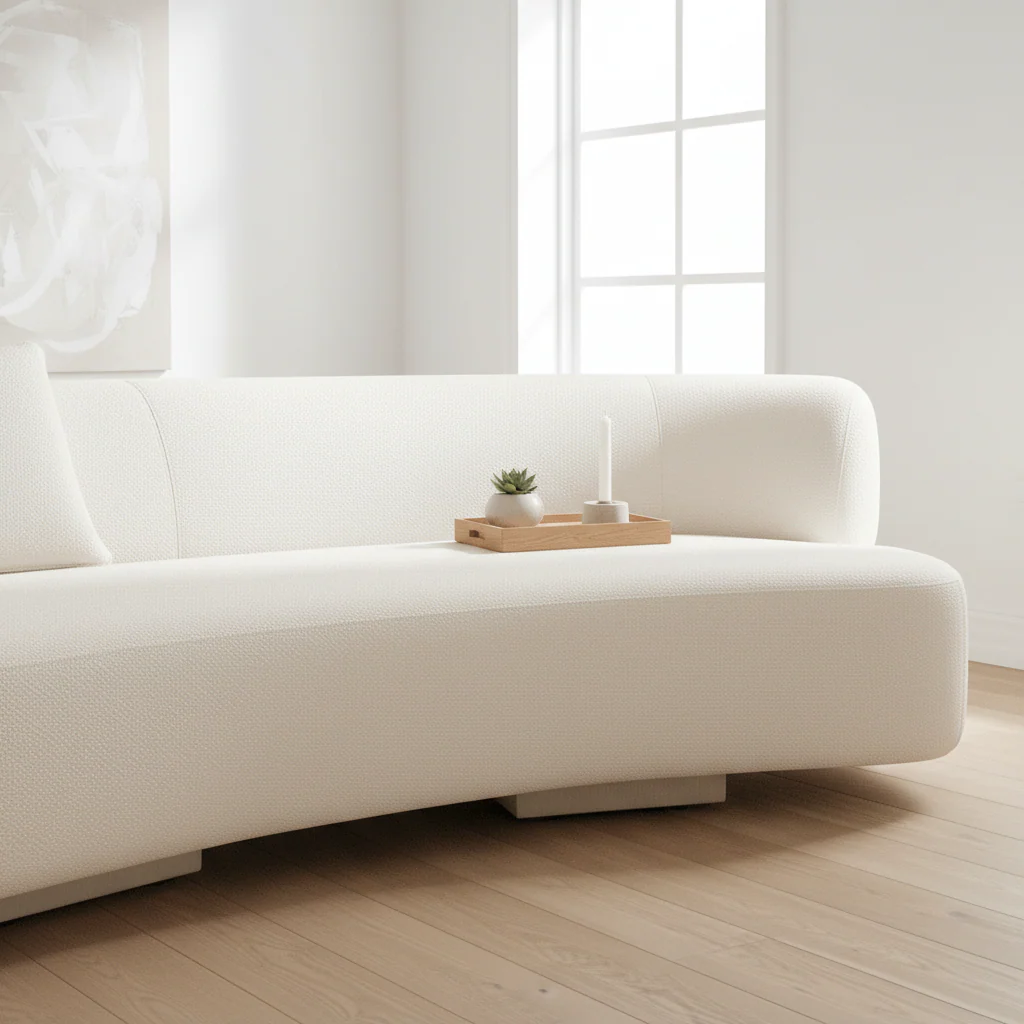 Ozzano Cream Linen Fabric 3 Seater Sofa - Image 3