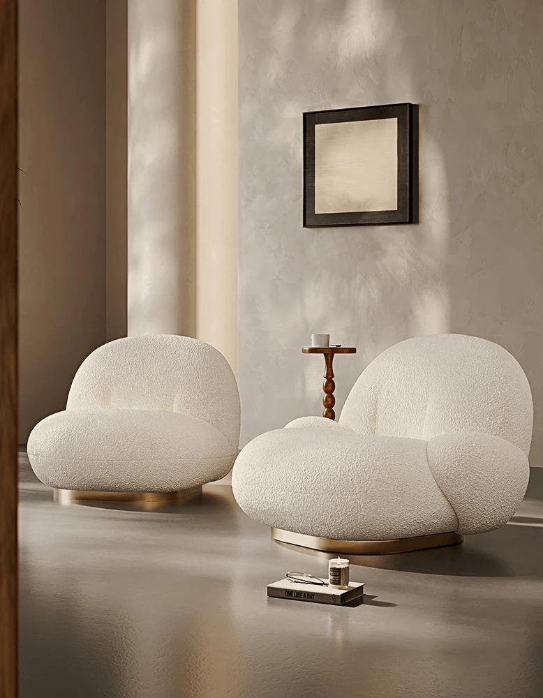 Pacha Swivel Boucle Armchair With Armrest, White - Image 4