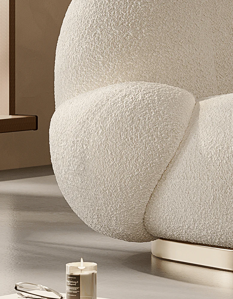 Pacha Swivel Boucle Armchair With Armrest, White - Image 9