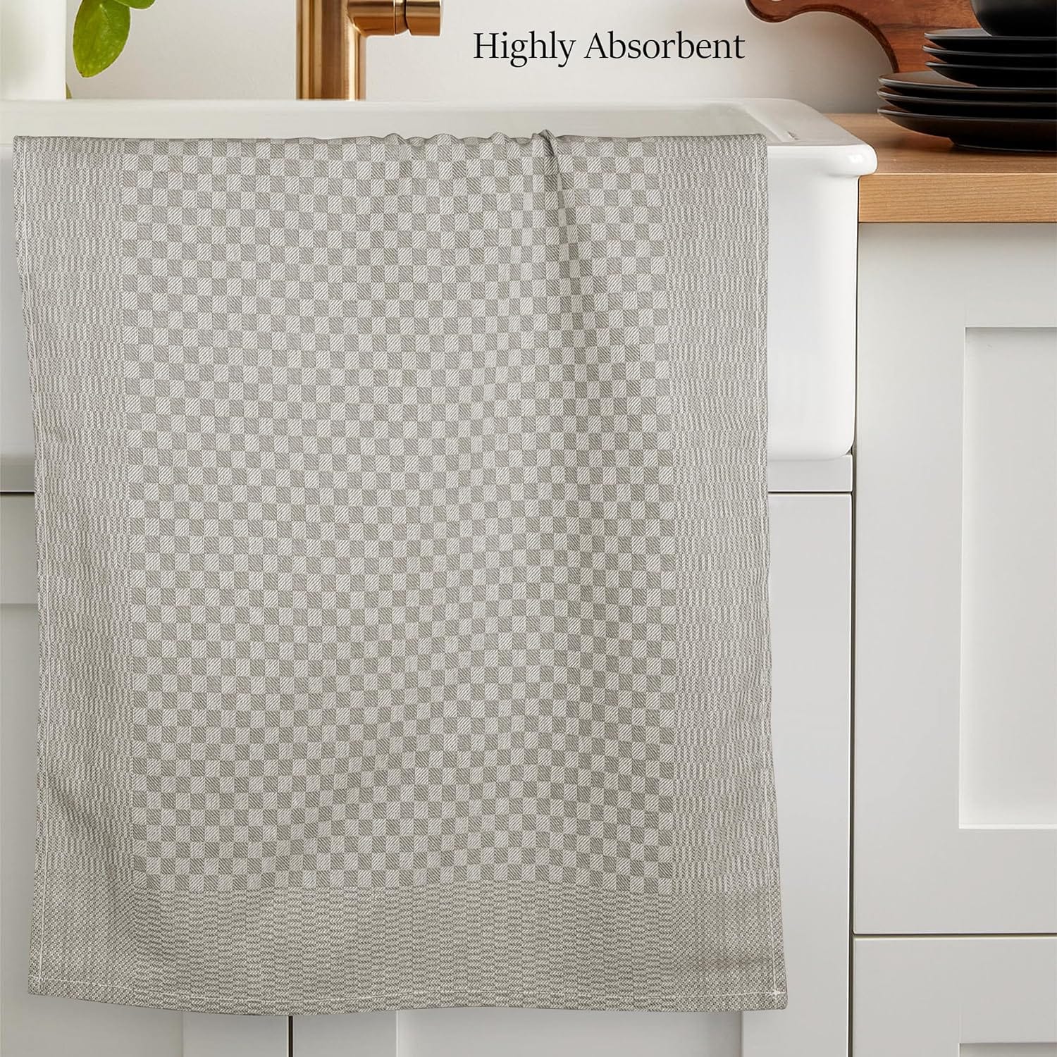 Pack of 5 Large Super Absorbent 100 Percent Cotton Tea Towels Quick Dry Durable Check Pattern Dish Cloths for Kitchen Home and Professional Use - Image 10