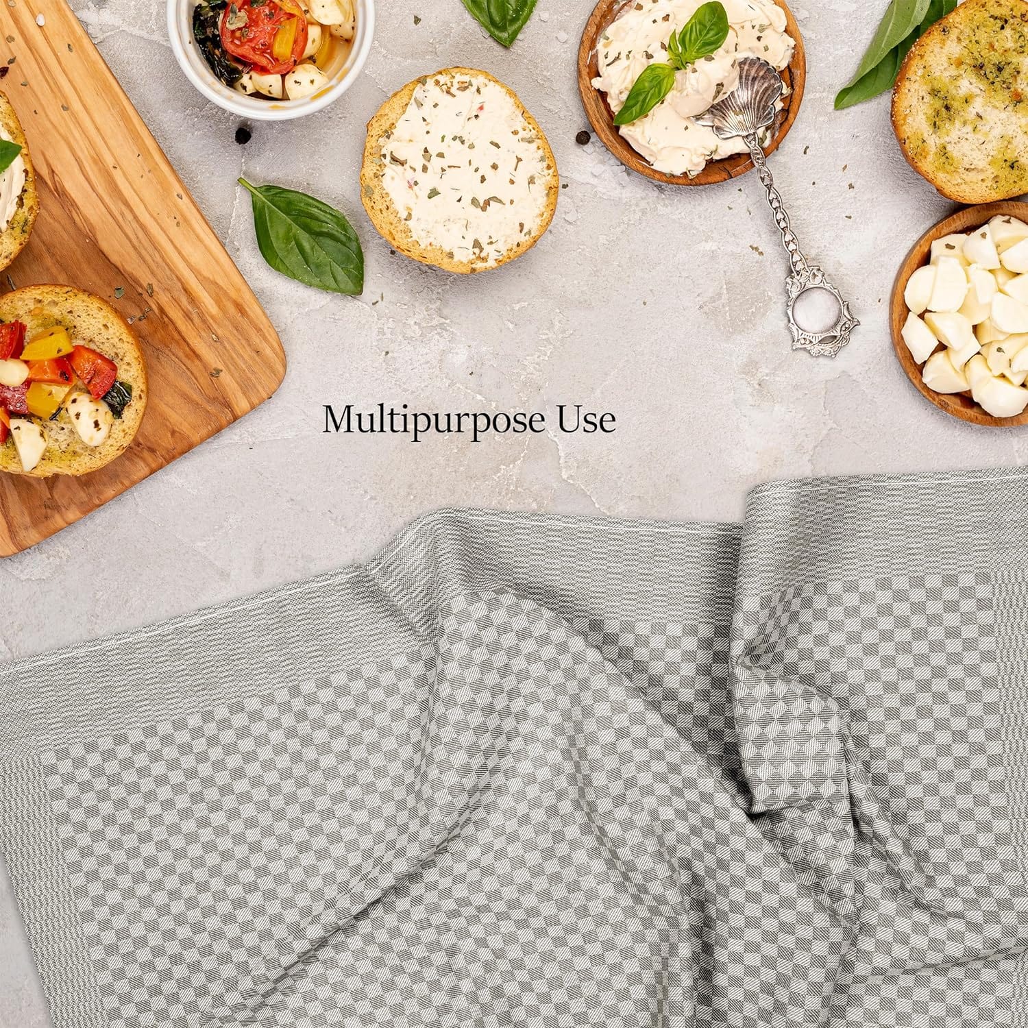 Pack of 5 Large Super Absorbent 100 Percent Cotton Tea Towels Quick Dry Durable Check Pattern Dish Cloths for Kitchen Home and Professional Use - Image 11