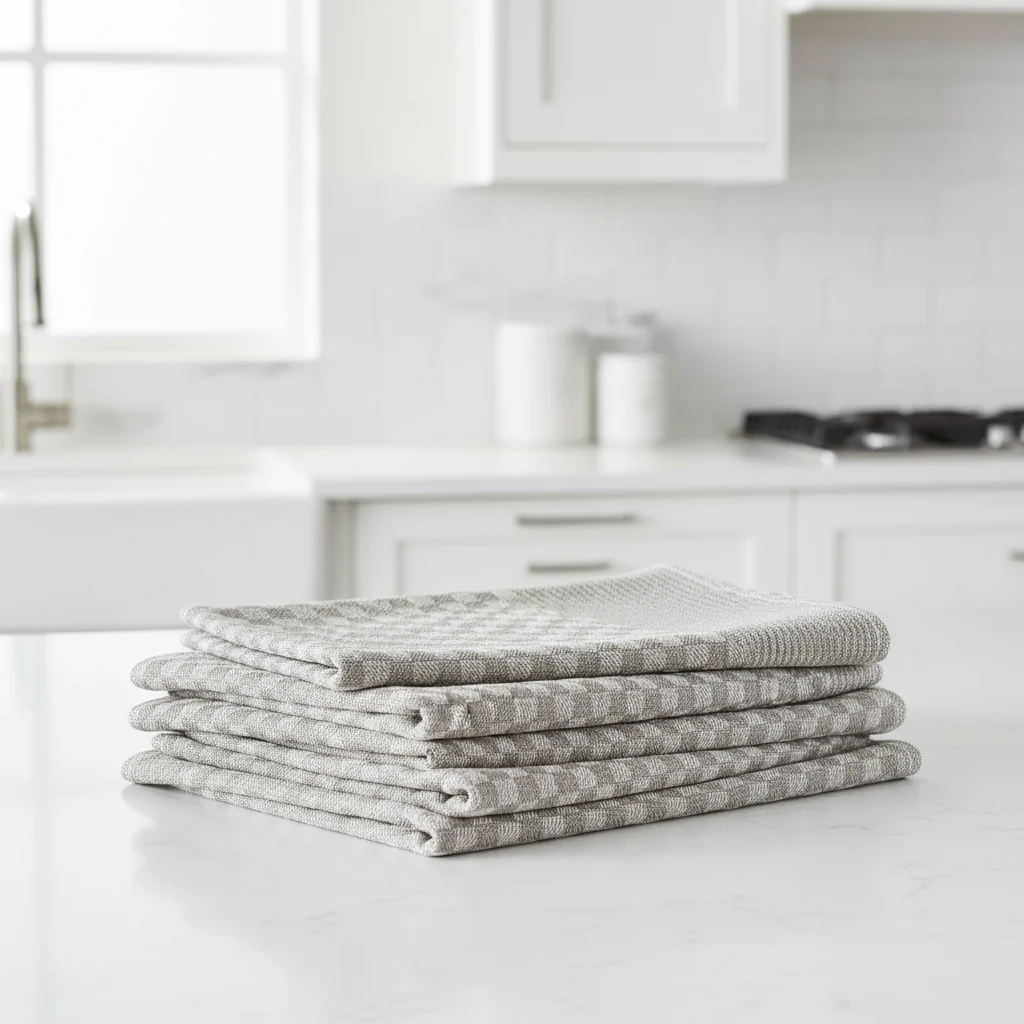 Pack of 5 Large Super Absorbent 100 Percent Cotton Tea Towels Quick Dry Durable Check Pattern Dish Cloths for Kitchen Home and Professional Use - Image 3