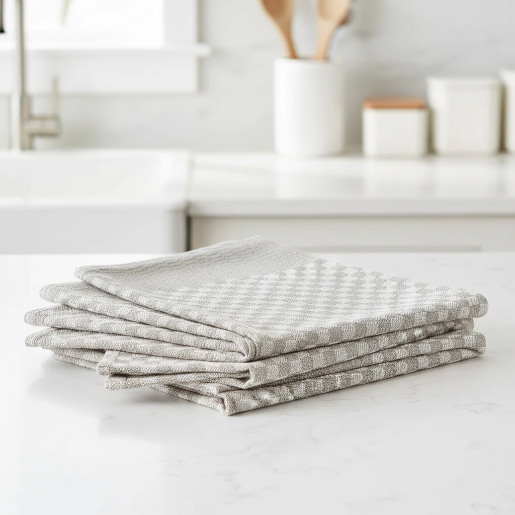 Pack of 5 Large Super Absorbent 100 Percent Cotton Tea Towels Quick Dry Durable Check Pattern Dish Cloths for Kitchen Home and Professional Use - Image 4