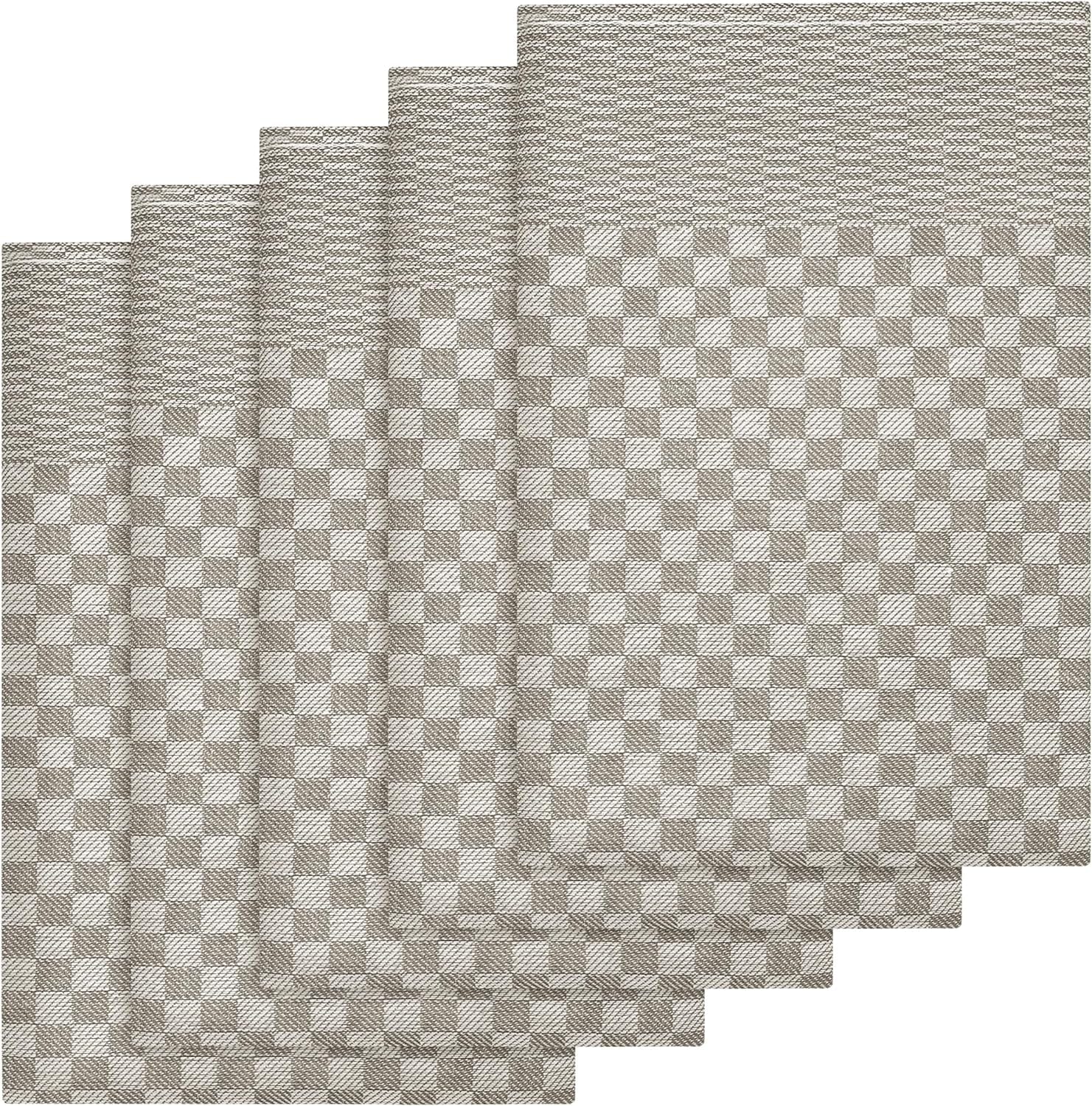 Pack of 5 Large Super Absorbent 100 Percent Cotton Tea Towels Quick Dry Durable Check Pattern Dish Cloths for Kitchen Home and Professional Use - Image 5