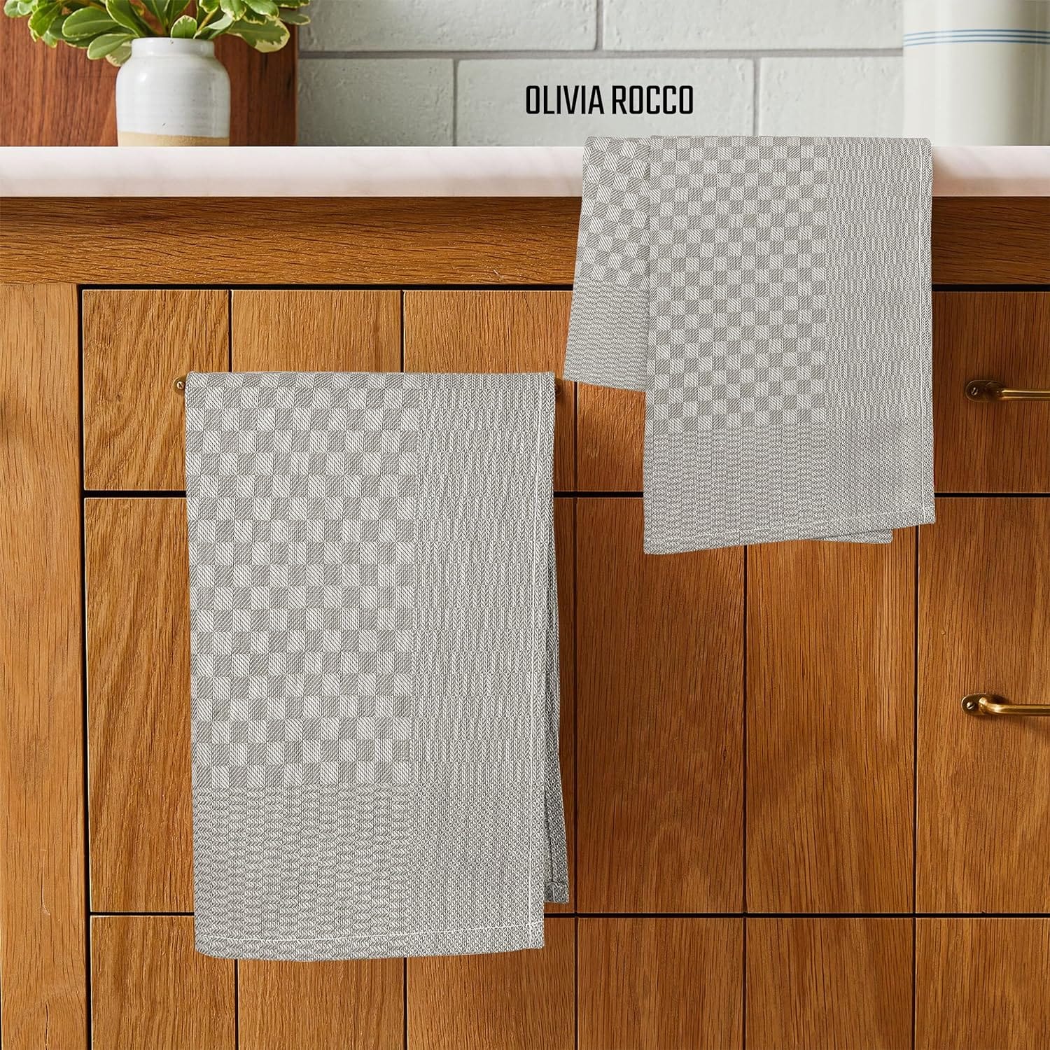 Pack of 5 Large Super Absorbent 100 Percent Cotton Tea Towels Quick Dry Durable Check Pattern Dish Cloths for Kitchen Home and Professional Use - Image 9